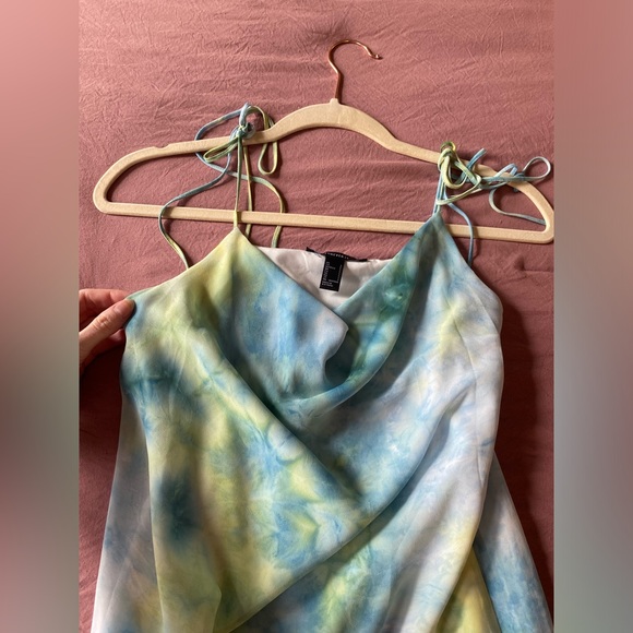 Multi-color blue cowl neck mini dress - Picture 3 of 6